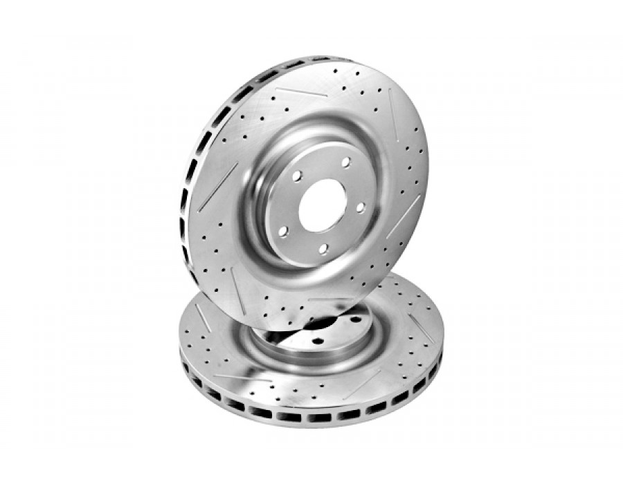 POWER PERFORMANCE DRILLED SLOTTED PLATED BRAKE DISC ROTORS P31126 FRONT 